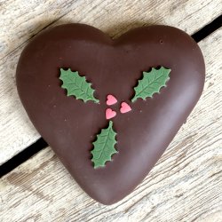 Honningkage hjerter med gte mrk chokolade 60% og guld, 3 stk 