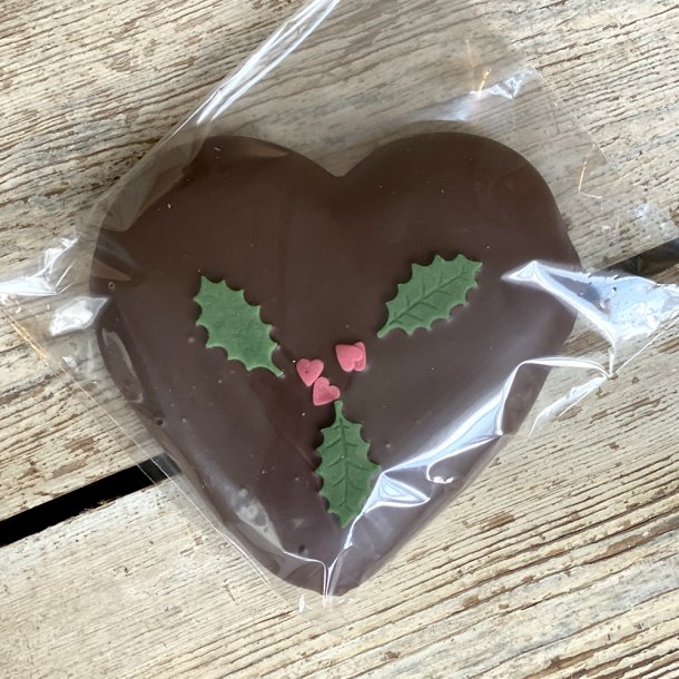 Honningkage hjerter med gte mrk chokolade 60% og guld, 3 stk 
