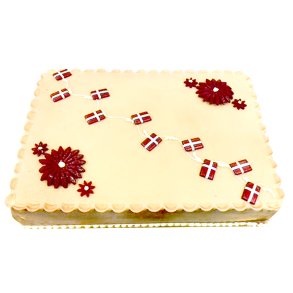 KONFIRMATIONS KAGE - Dannebrogs flag og rde blomster