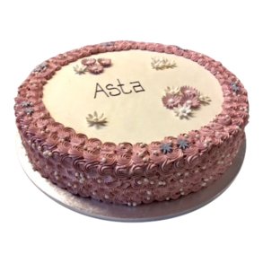 KONFIRMATIONS KAGE - Rund med blomster