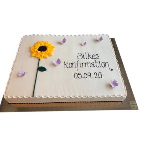KONFIRMATIONS KAGE - Solsikke og sommerfugle