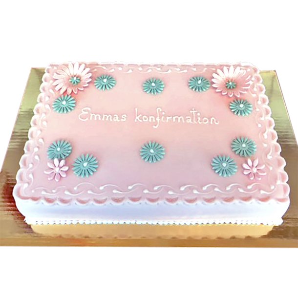 KONFIRMATIONS KAGE - Lyserd med blomster
