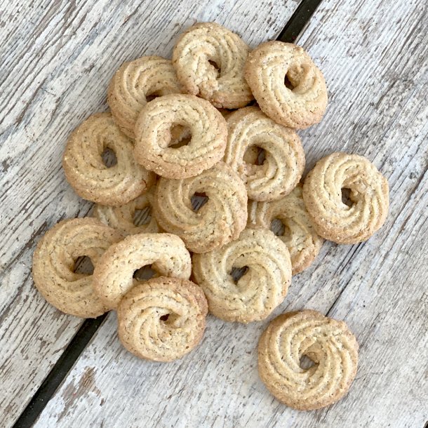 Vaniljekranse med vanilje og mandler, 2 ps. a' 100g