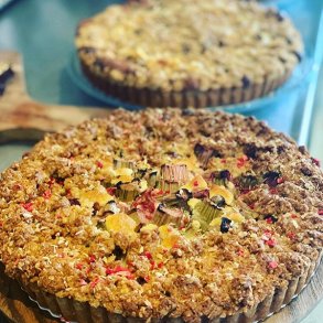 Rabarber crumble trte til 12 pers.