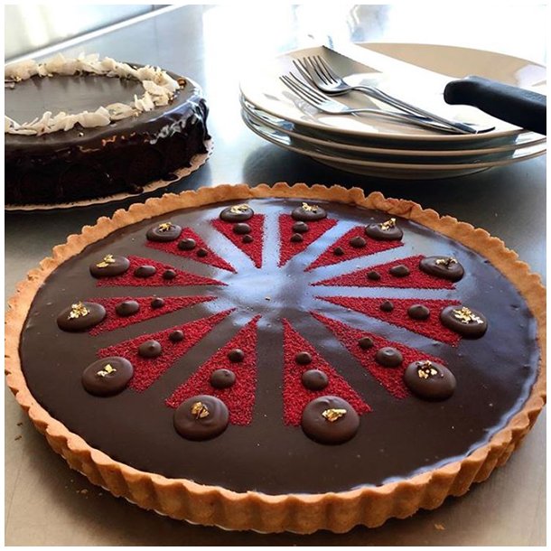 Vegansk hindbr-ganachetrte til 12 pers.