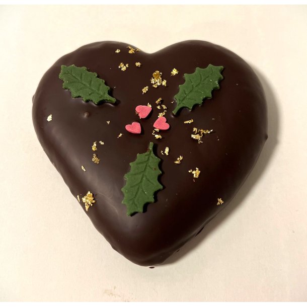 Honningkage hjerter med gte mrk chokolade 60% og guld, 3 stk 