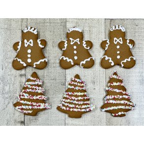 Juletr & Peberkagemand med glasur julesmkager, 6 stk