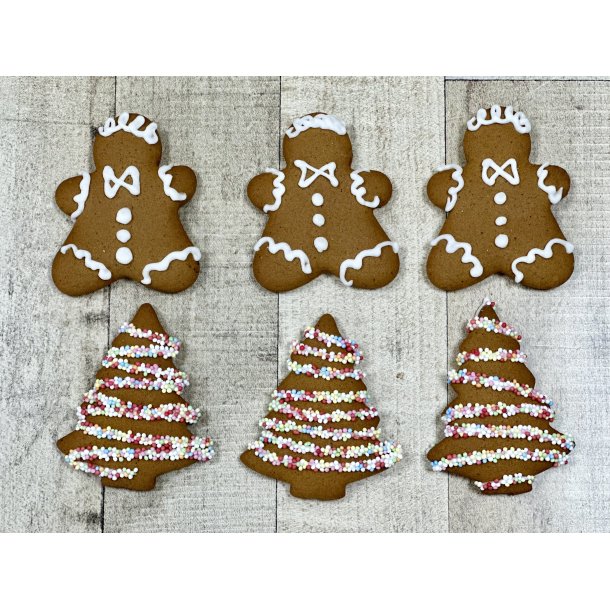 Juletr� &amp; Peberkagemand med glasur julesm�kager, 6 stk