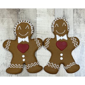 Peberkagefigurer STORE m. marcipanhjerte, 2 stk
