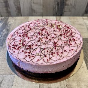 Vegansk skovbr mousse kage p browniebund til 12 pers.